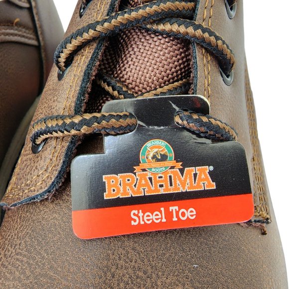 NWT Brahma Men's Vertex Work Comfort Boots Steel Toe Brown Slip & Oil Resistant - Picture 5 of 11